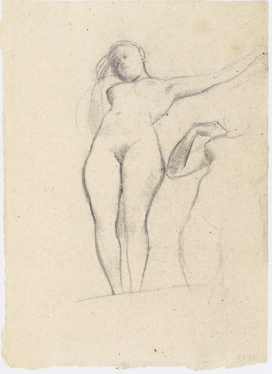Due studi di un nudo in piedi verso sinistra da Gustav Klimt