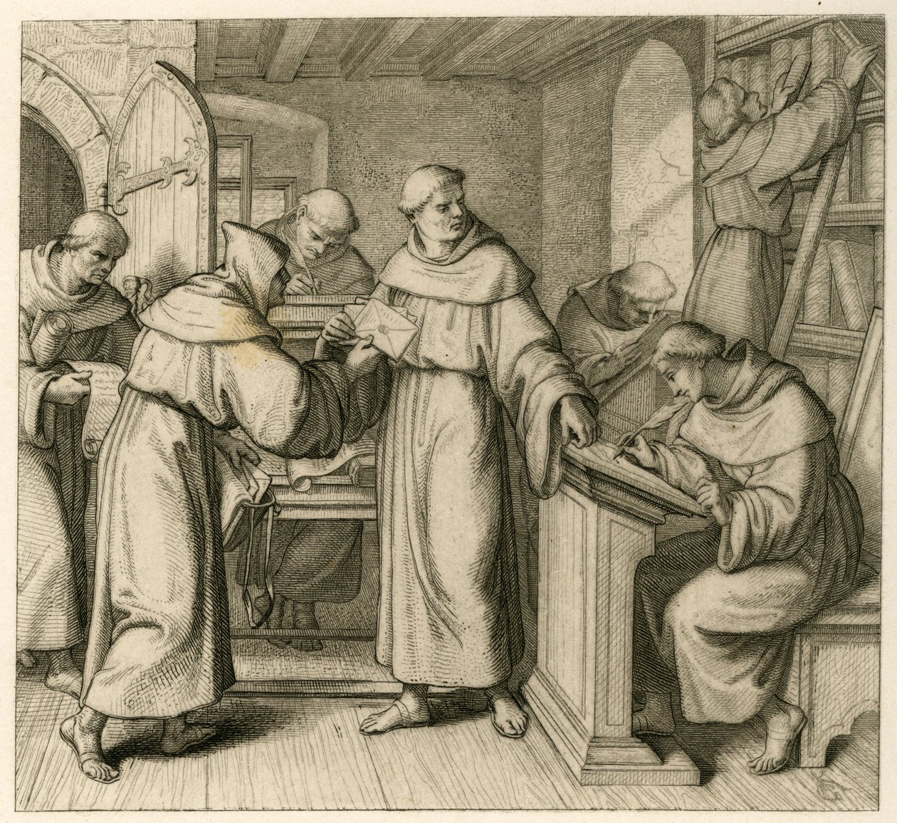 Martin Lutero come Vicario Generale del monastero degli Agostiniani. Illustrazione da: "Dr. Martin Lutero il Riformatore Tedesco", illustrato da Gustav Koenig, pubblicato da Rudolf Besser, Gotha da Gustav Ferdinand Leopold Konig