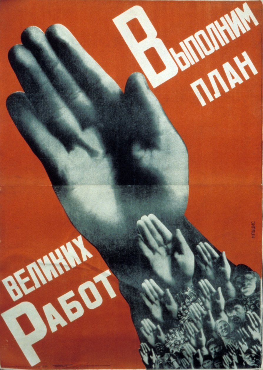 Poster costruttivista sovietico del 1930 di Gustav Klutsis, 