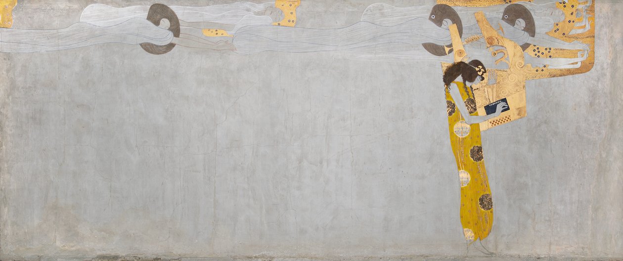 Fregio di Beethoven: Il desiderio di felicità trova soddisfazione nella poesia - Pannello 7, parete lunga destra da Gustav Klimt