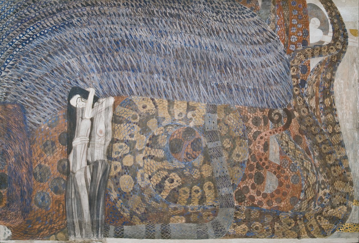Fregio di Beethoven: Le forze ostili - Pannello 2, parete frontale da Gustav Klimt