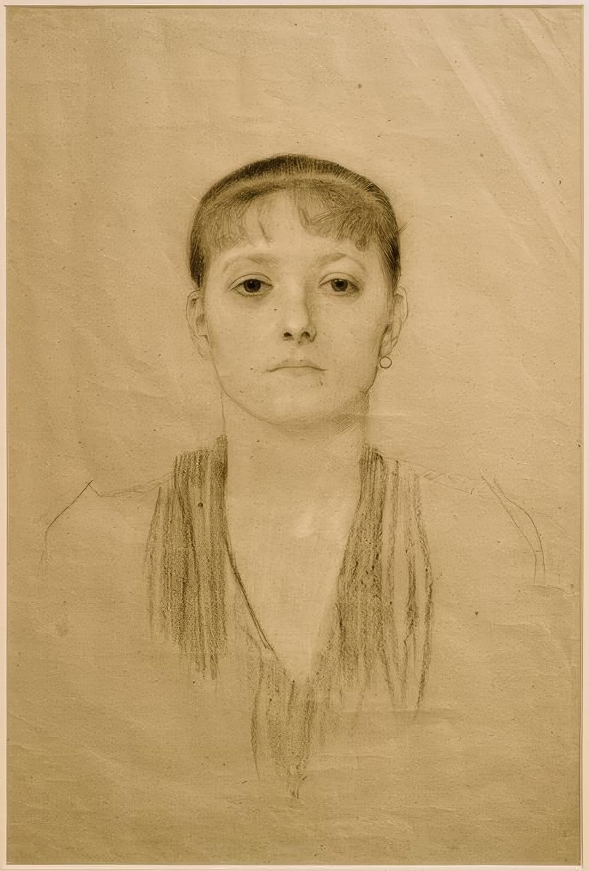 Ritratto di una ragazza di fronte da Gustav Klimt
