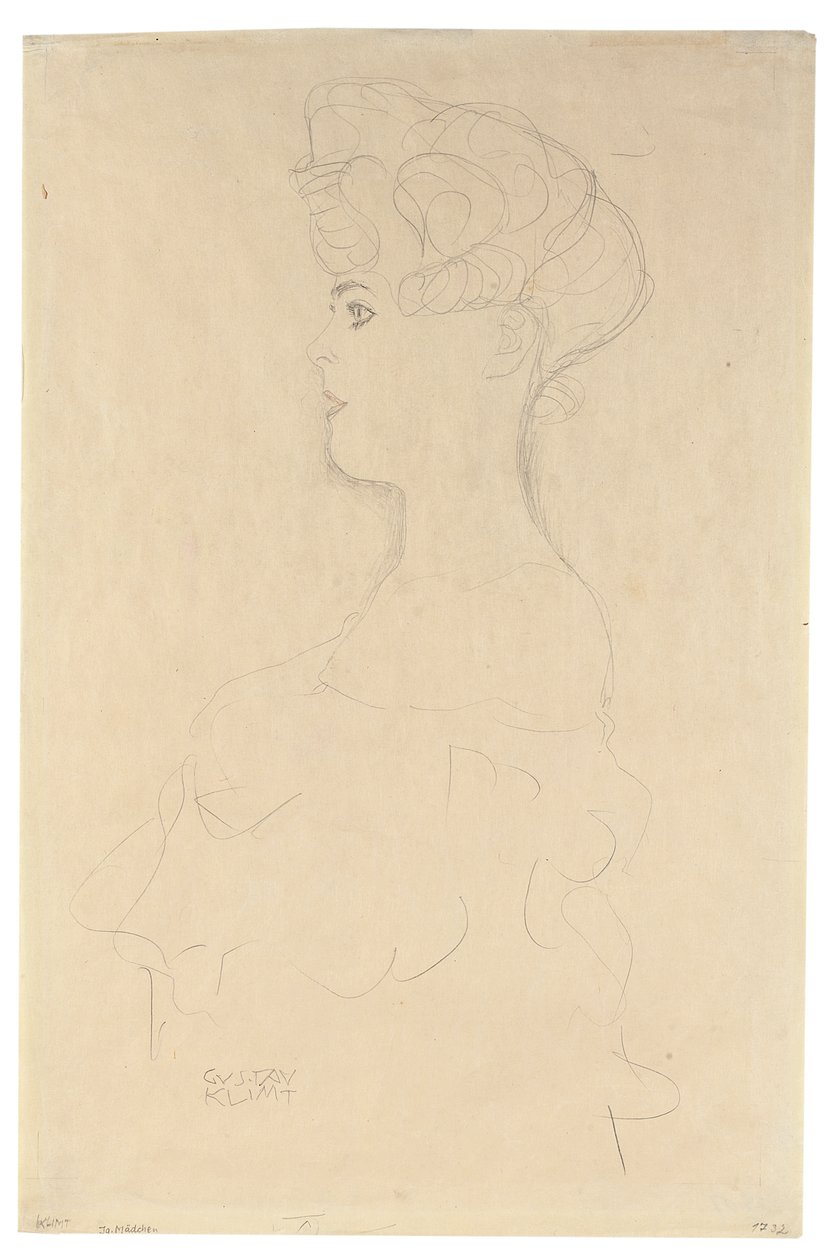 Ritratto di profilo a busto da sinistra da Gustav Klimt