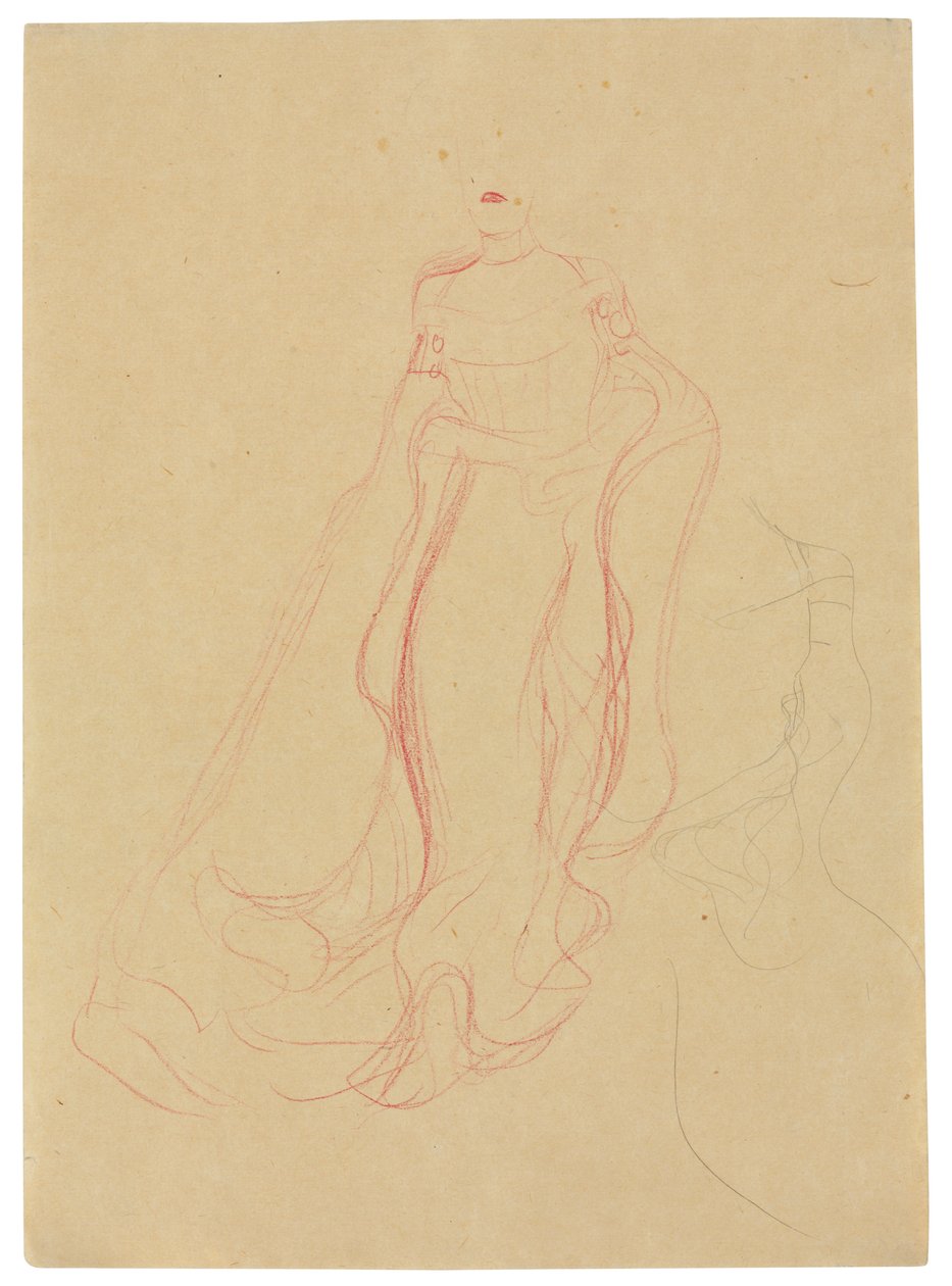 Studio di costume con mani giunte, ripetizione del lato destro, c.1903-04 da Gustav Klimt