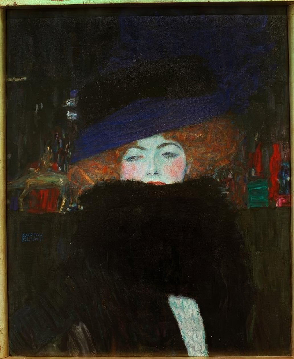 Dama con cappello e boa di piume da Gustav Klimt