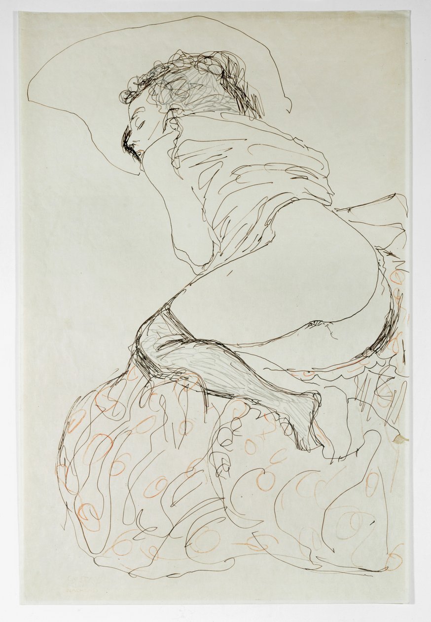 Nudo femminile, girato a sinistra da Gustav Klimt