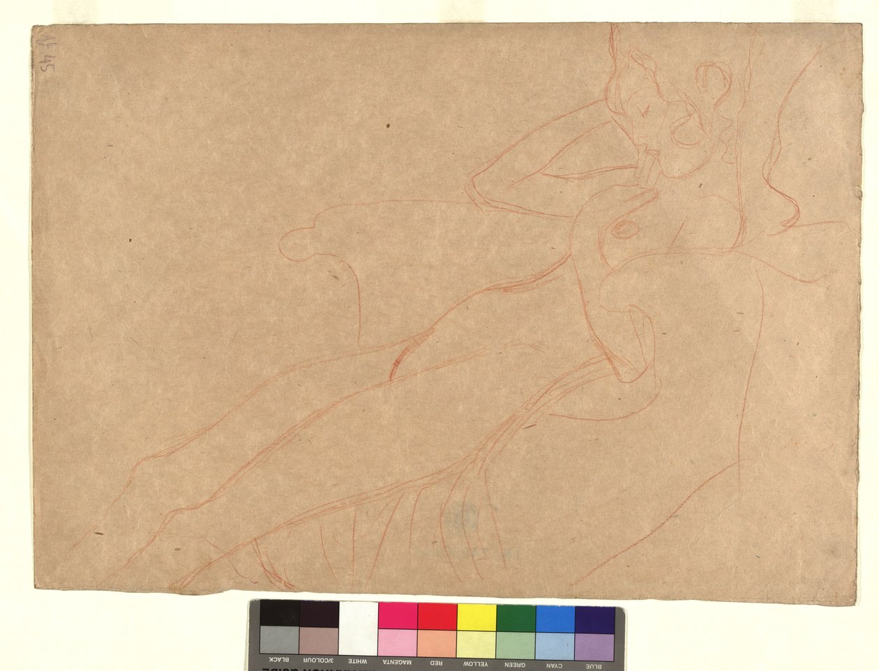 In einem Armsessel lehnender weiblicher Akt im Profil da Gustav Klimt