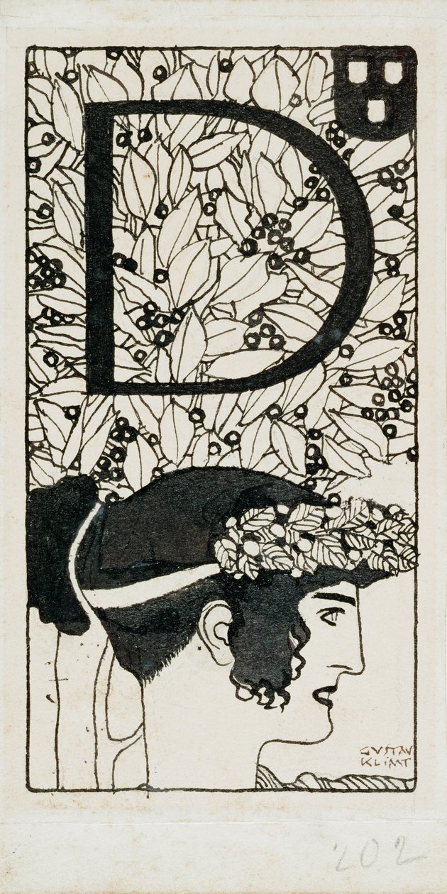 Iniziale D, utilizzata nel terzo numero di Ver Sacrum, la rivista del movimento Art Nouveau Secession in Austria. da Gustav Klimt