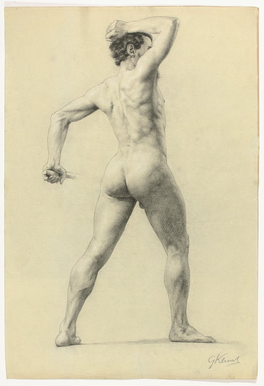 Nudo maschile di schiena, c.1880 da Gustav Klimt
