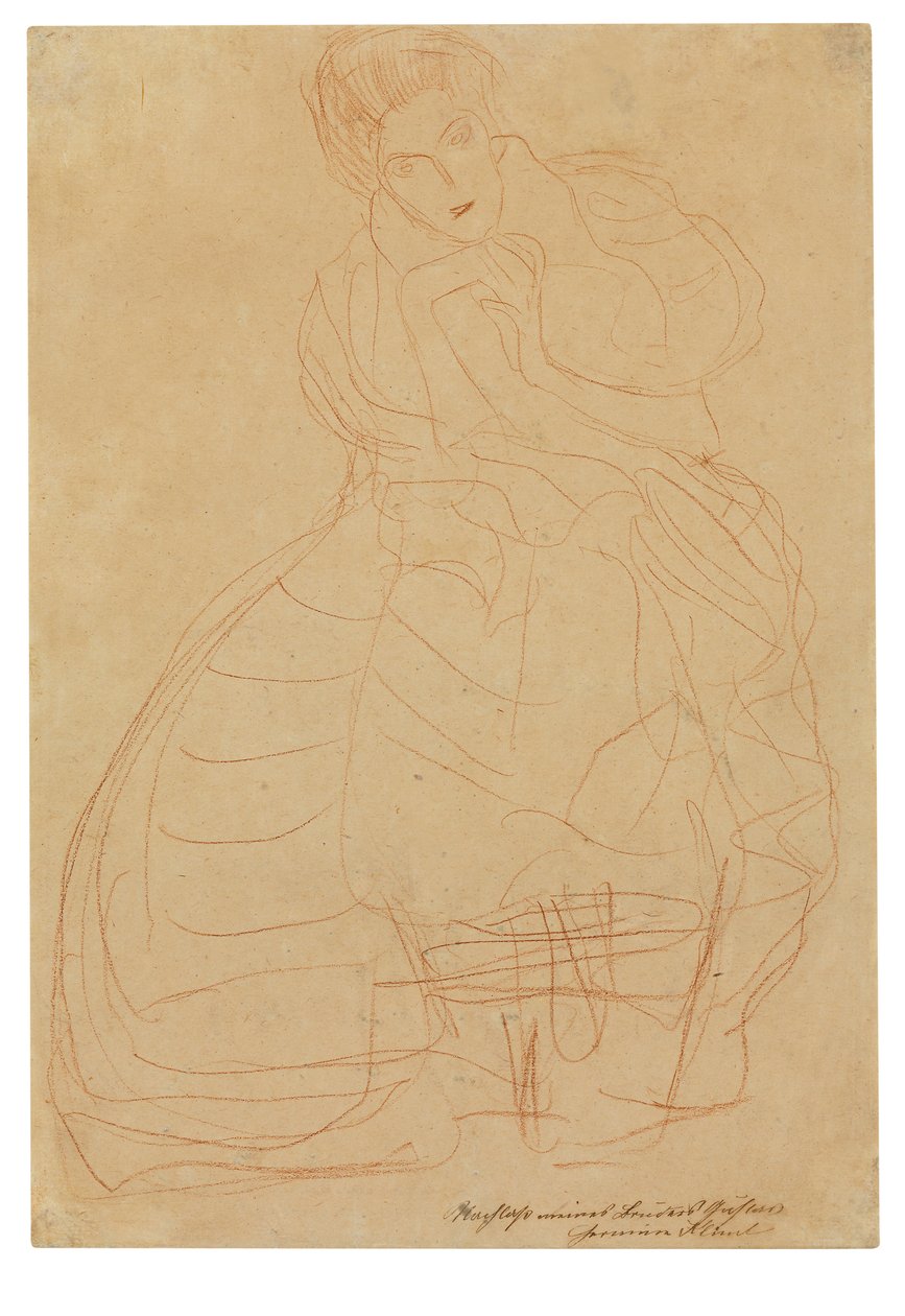 Ritratto di Adele Bloch-Bauer. Studio di costume con mani tenute a forma di ferro di cavallo da Gustav Klimt