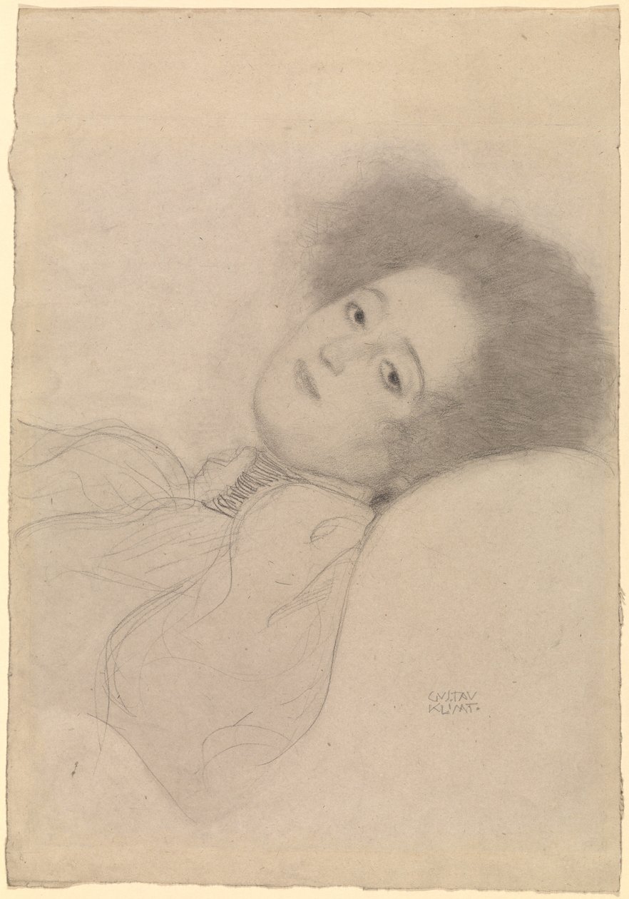 Ritratto di una giovane donna sdraiata da Gustav Klimt