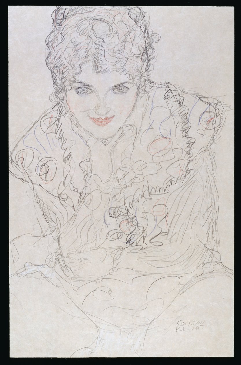 Ritratto con mano destra sul mento, c.1917-18 da Gustav Klimt