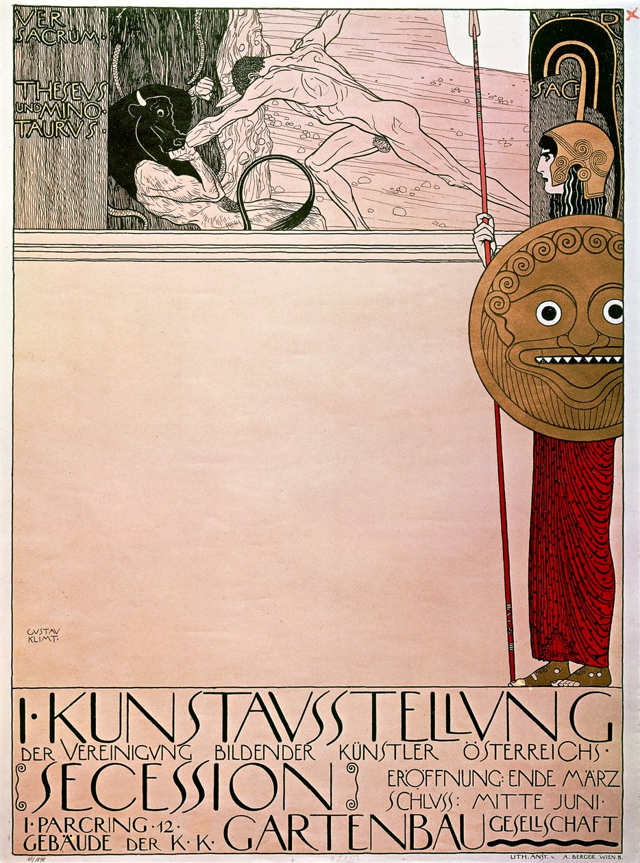 Poster per la prima mostra della Secessione (Teseo e Minotauro) da Gustav Klimt