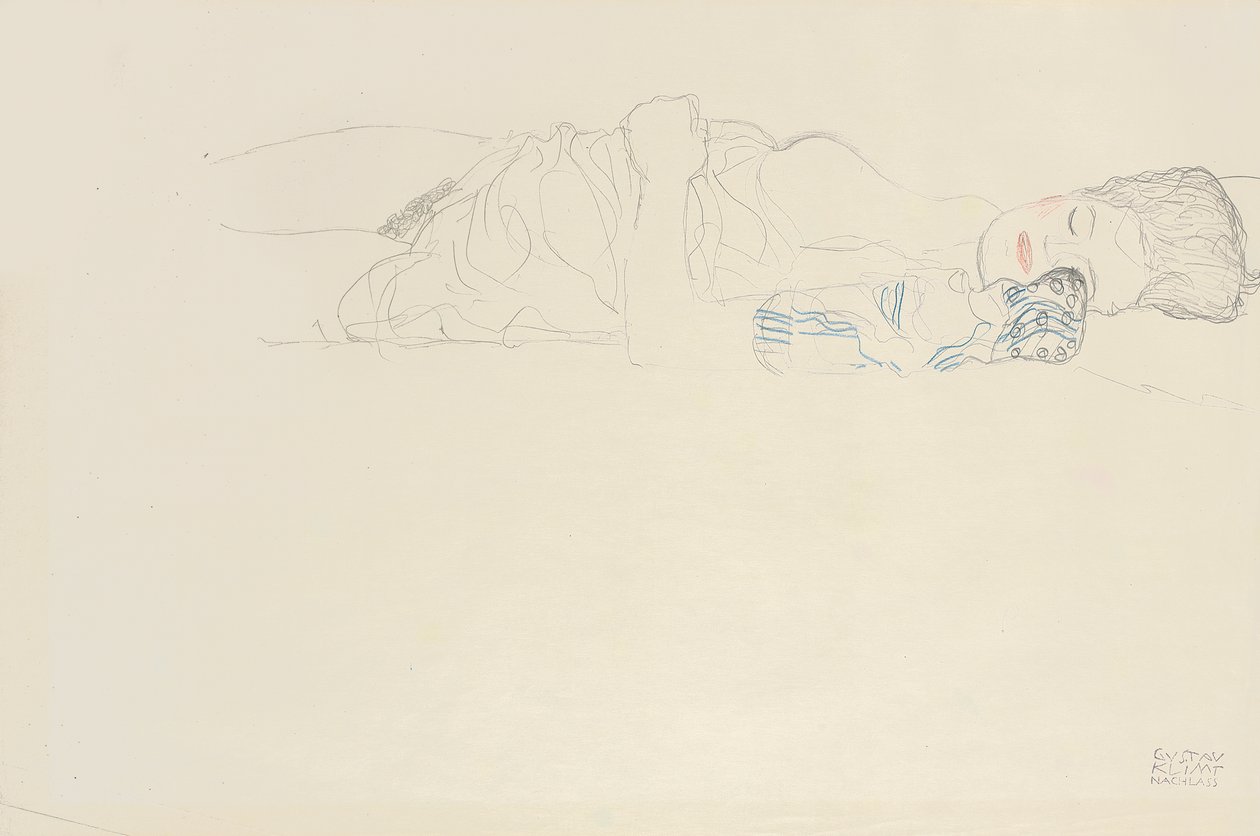 Nudo reclinato a destra, c.1914-15 da Gustav Klimt