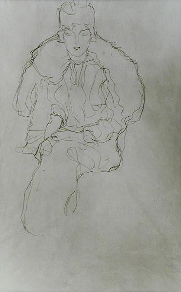Donna Seduta con Mantello di Pelliccia e Copricapo da Gustav Klimt