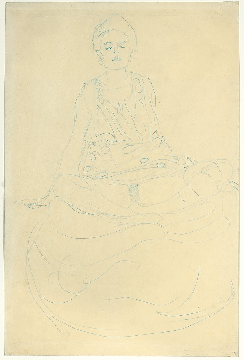 Mezza nuda seduta di fronte, c.1907 da Gustav Klimt