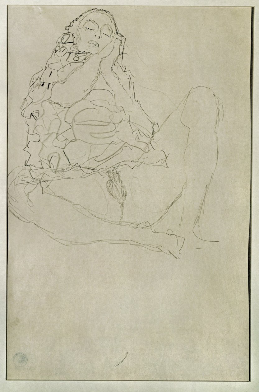 Seduto seminudo con gli occhi chiusi da Gustav Klimt