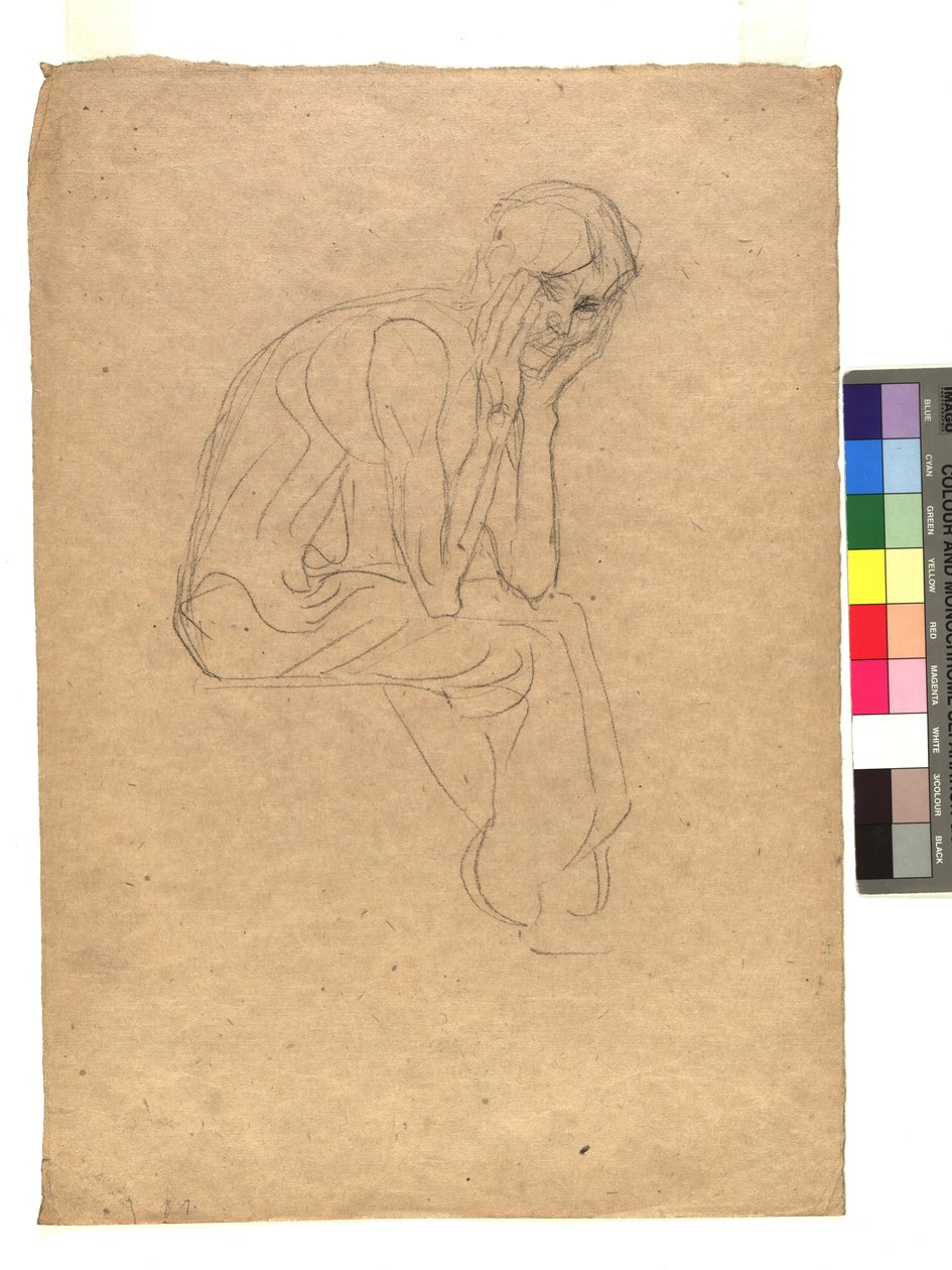 Sitzende Gestalt mit in die Hände gestütztem Kopf da Gustav Klimt