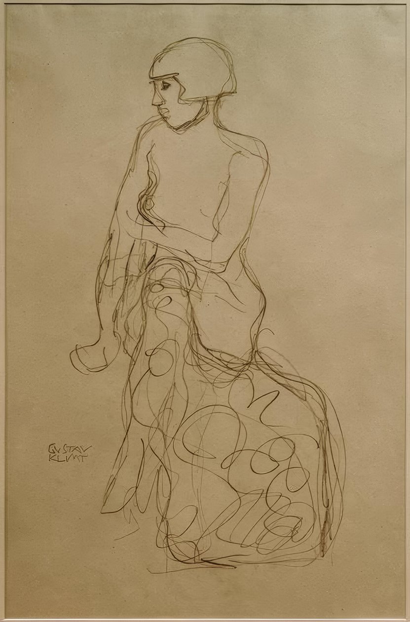 Mezzo nudo seduto verso sinistra da Gustav Klimt