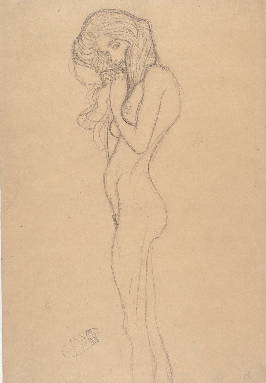 Studio di nudo femminile in piedi per Il fregio di Beethoven, 1901 da Gustav Klimt