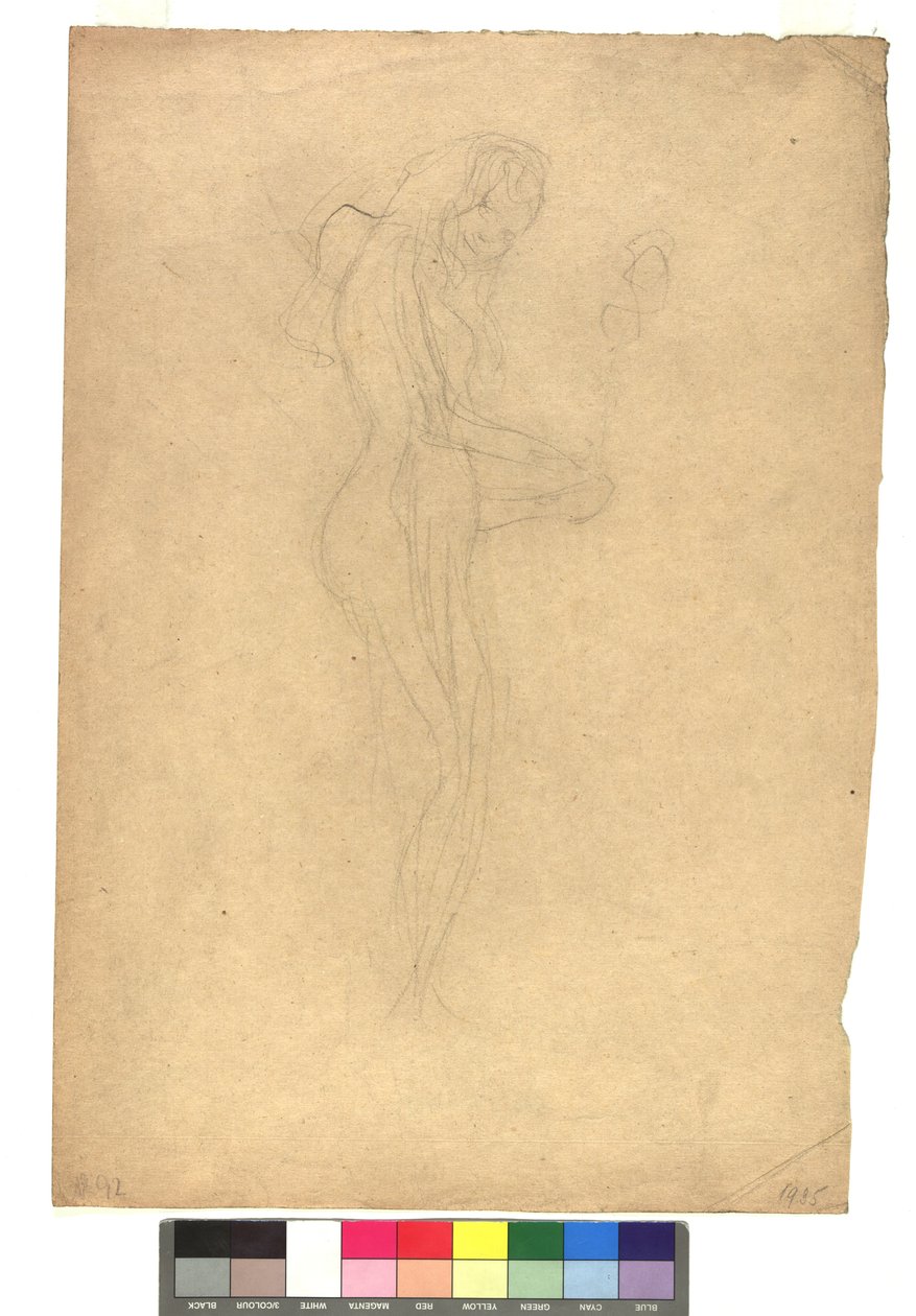 Stehender weiblicher Akt im Profil nach rechts da Gustav Klimt
