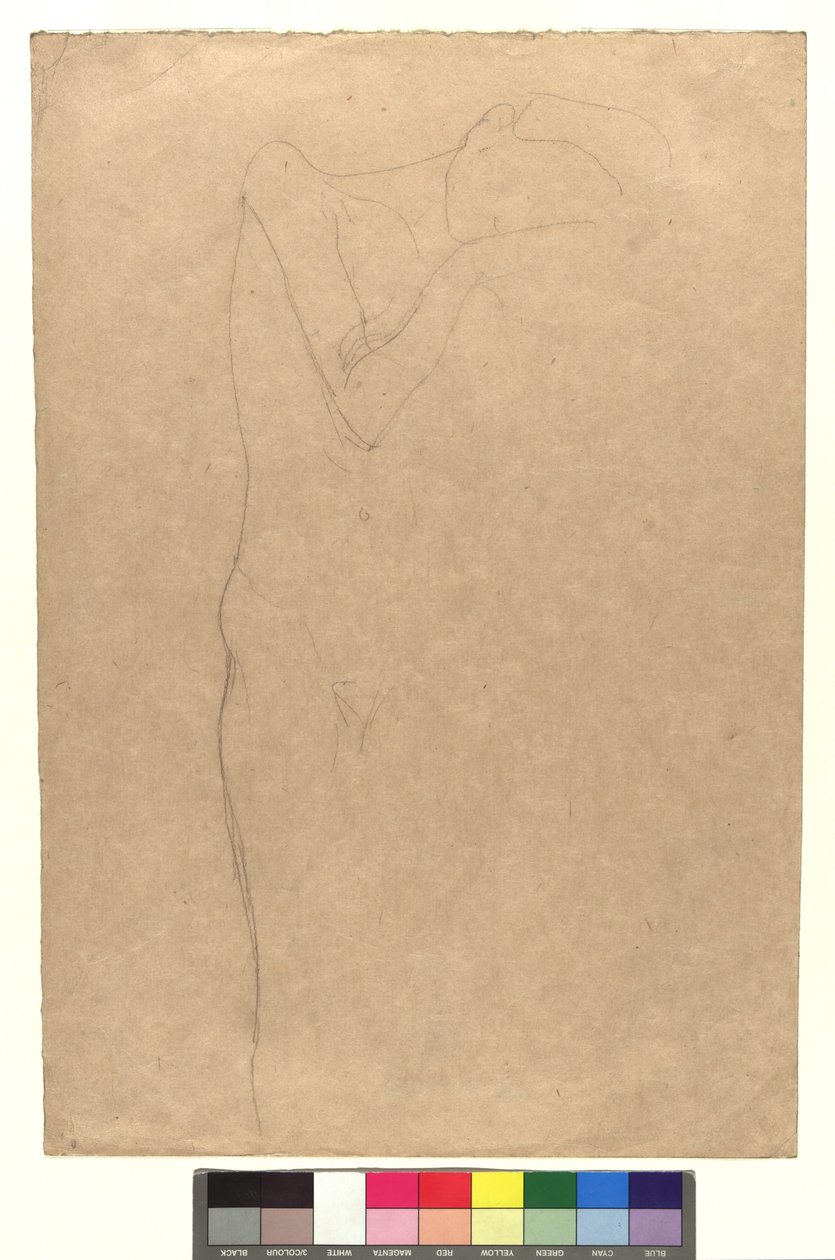 Studie zu einem stehenden weiblichen Akt, die Hände an die Wange gelegt da Gustav Klimt