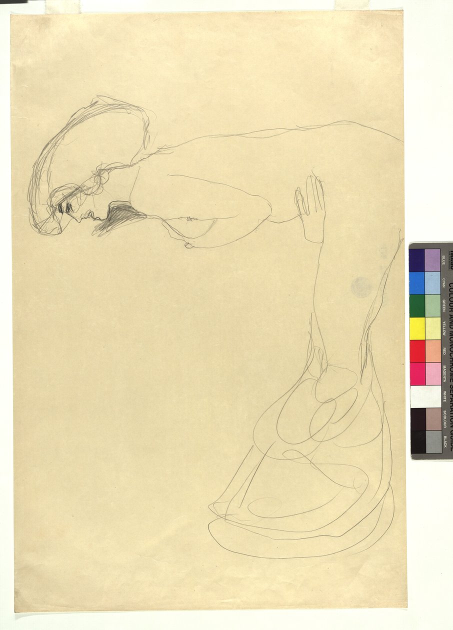 Studie zu einer nach vorne gebeugten weiblichen Gestalt im Profil nach links da Gustav Klimt