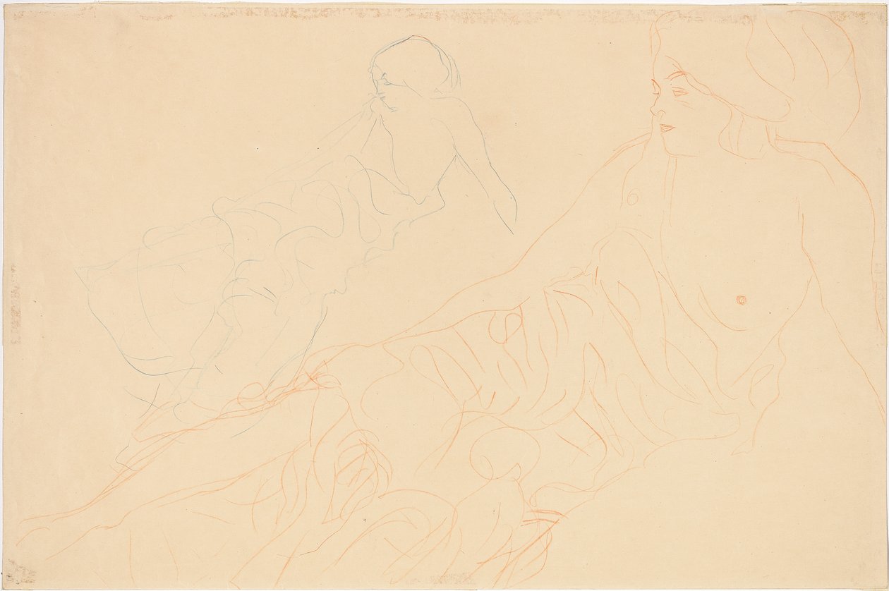 Due studi di una donna sdraiata, 1913 da Gustav Klimt