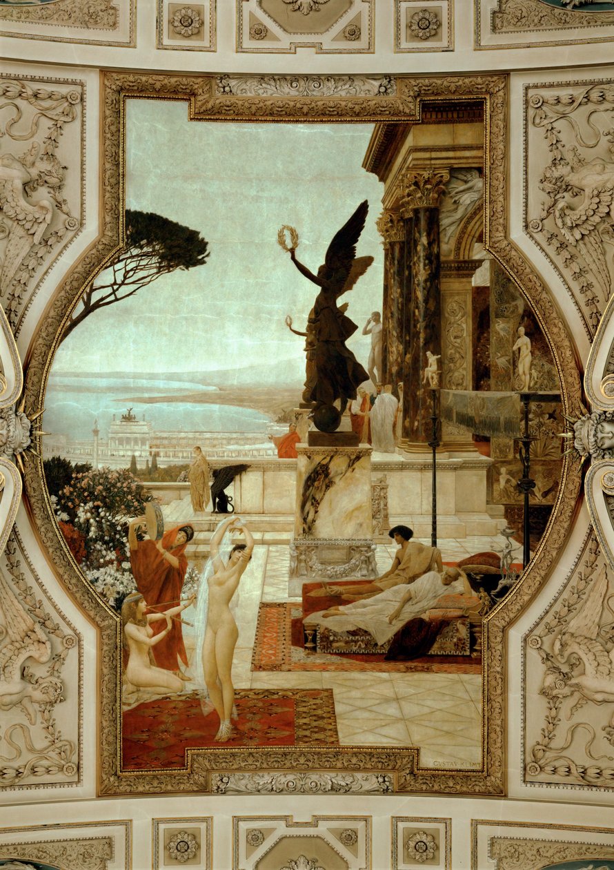Burgtheatre (teatro di corte) di Vienna, scalinata (a sinistra): Teatro antico di Taormina da Gustav Klimt