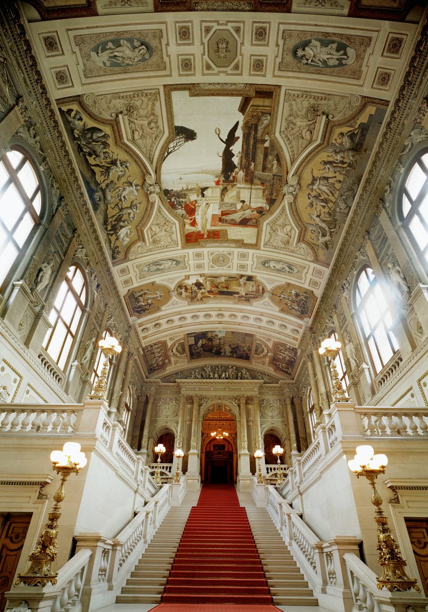 Burgtheatre di Vienna (Teatro di Corte), scalinata (a sinistra): Teatro di Taormina da Gustav Klimt