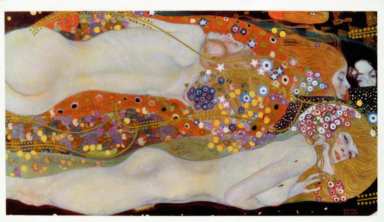 Quadro serpenti d'acqua 2 di Klimt, falso d'autore 60x50cm Novecento