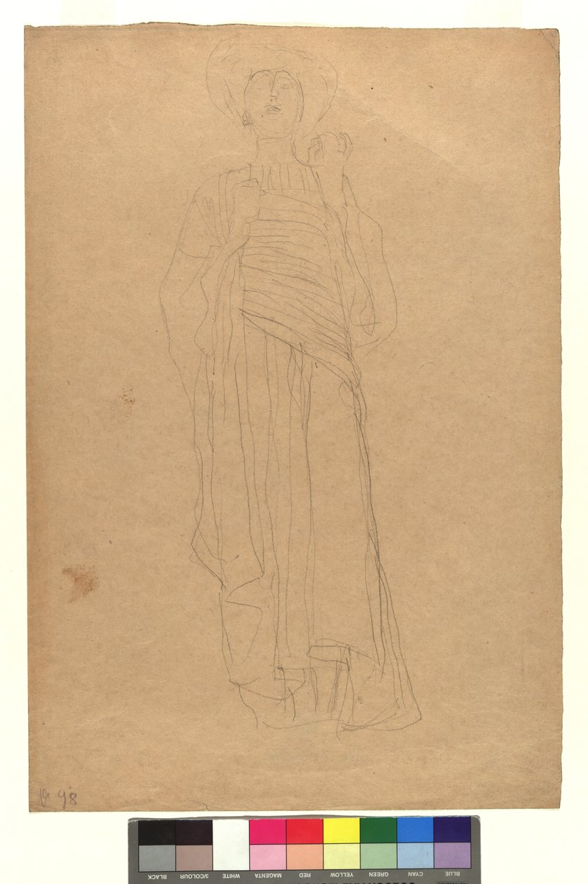 Weibliche Gestalt in langem drapierten Gewand da Gustav Klimt