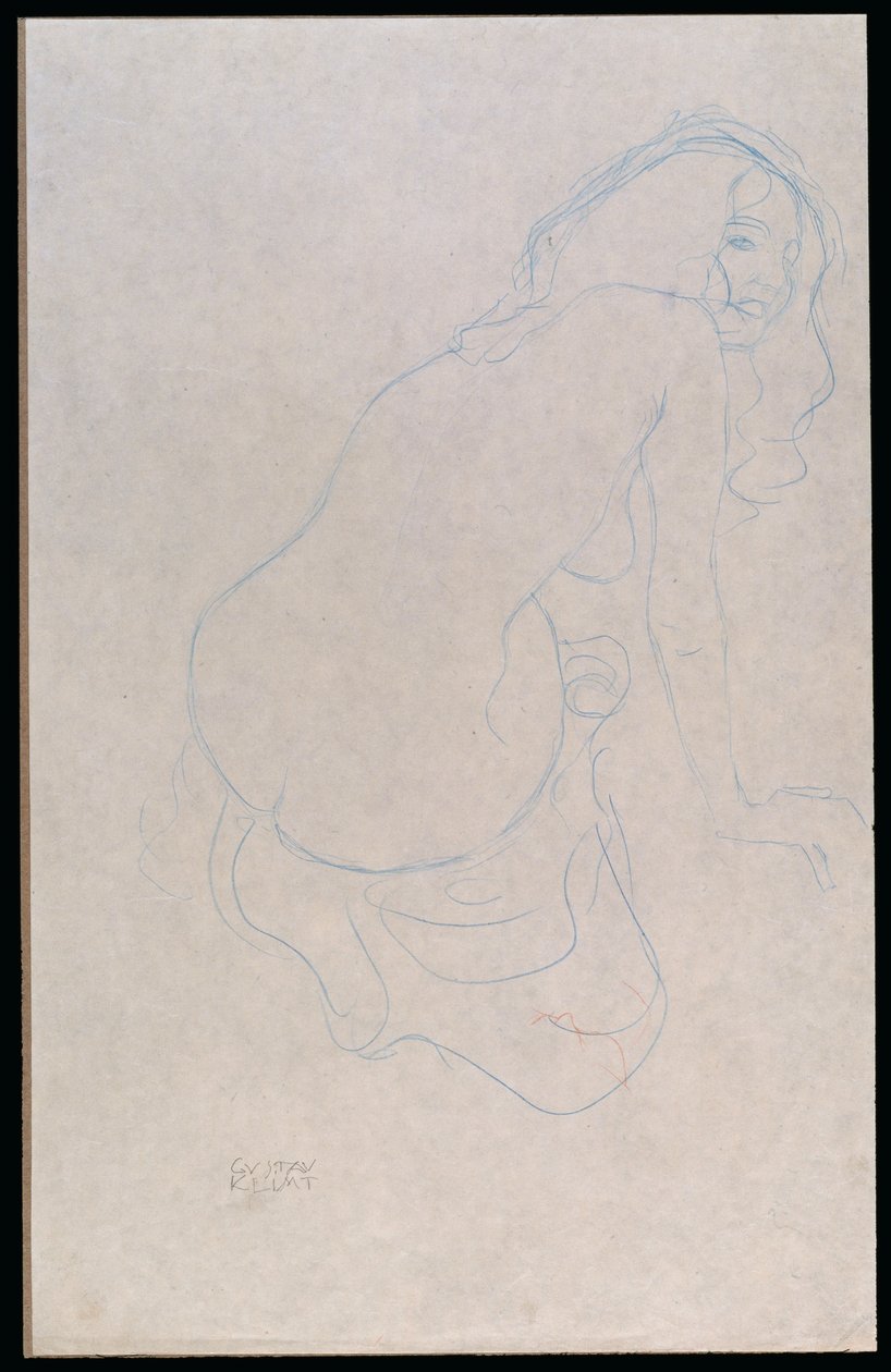 Donna inclinata a destra con capelli lunghi, c.1910-11 da Gustav Klimt
