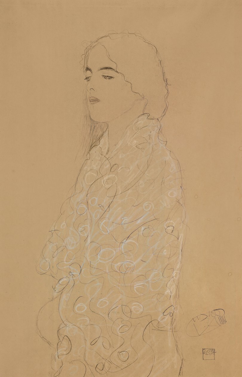 Donna con uno scialle bianco da Gustav Klimt
