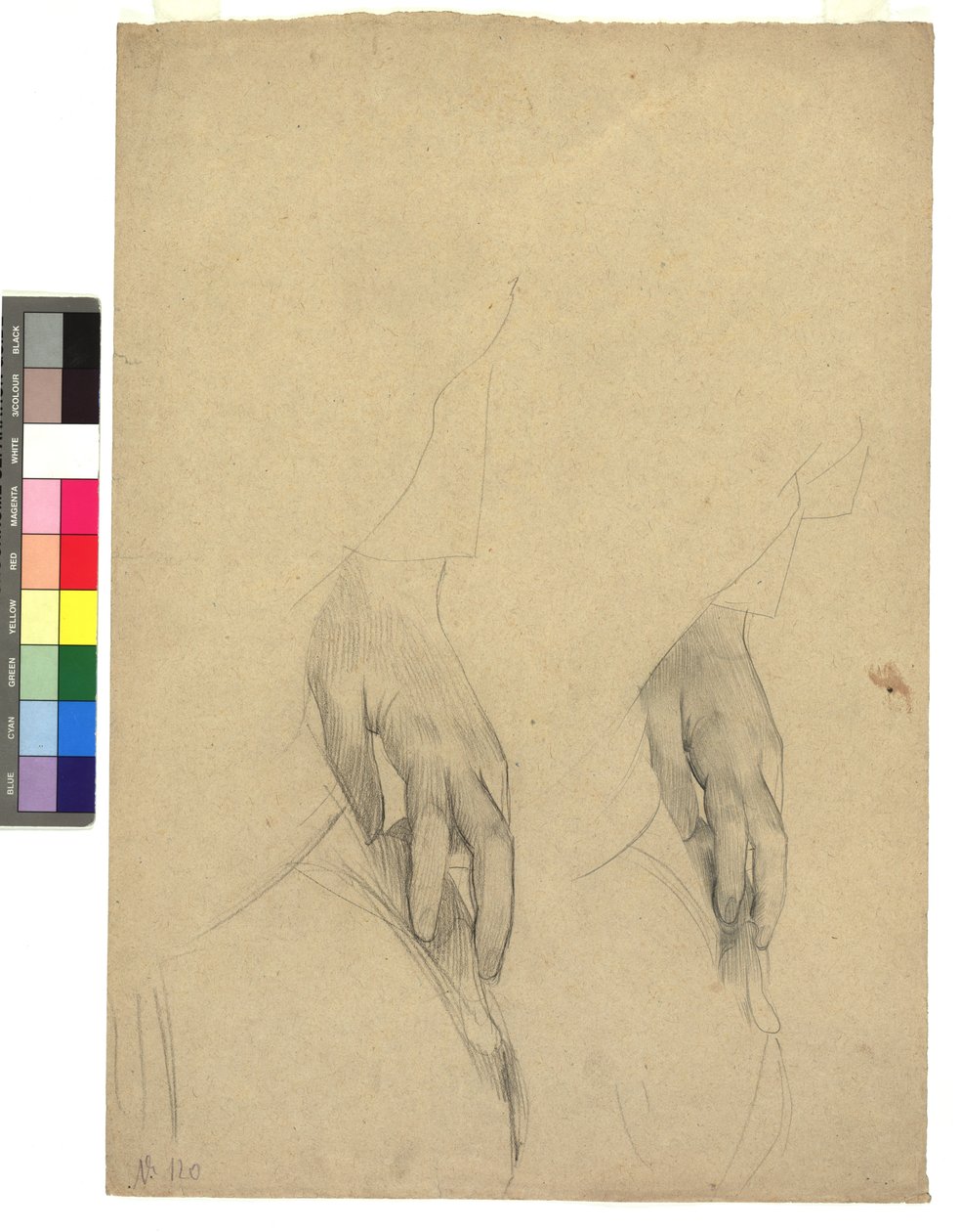 Zwei Handstudien, Finger ans Ohr gelegt da Gustav Klimt