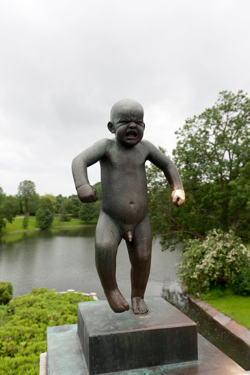 "Sinnatageen" ragazzo arrabbiato, scultura nel Parco Frogner, Oslo, Norvegia da Gustav Vigeland
