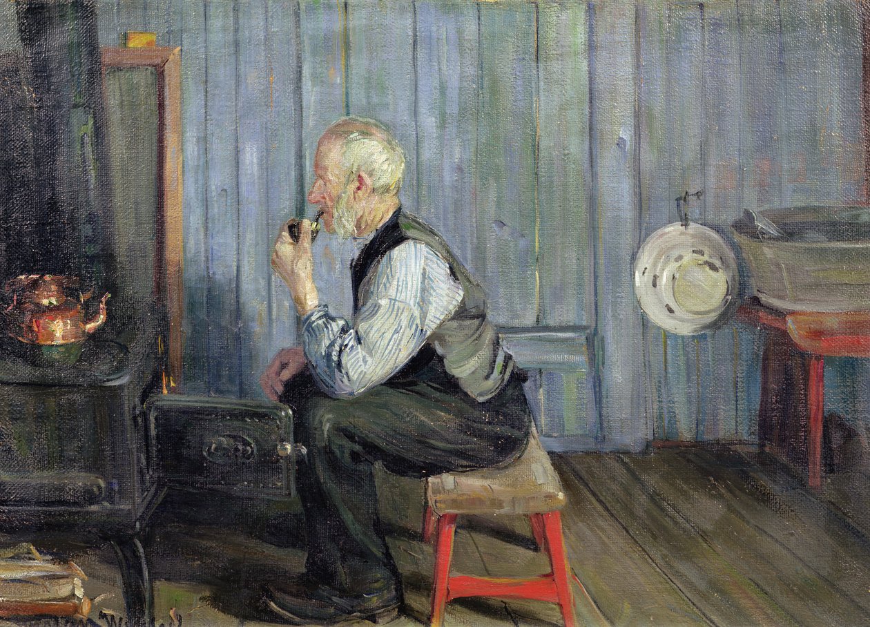 Uomo in cucina blu da Gustav Wentzel