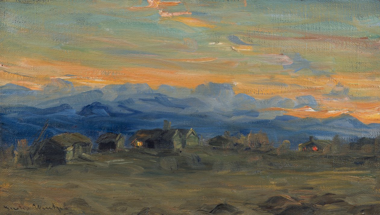 Fattoria di montagna alla luce della sera da Gustav Wentzel