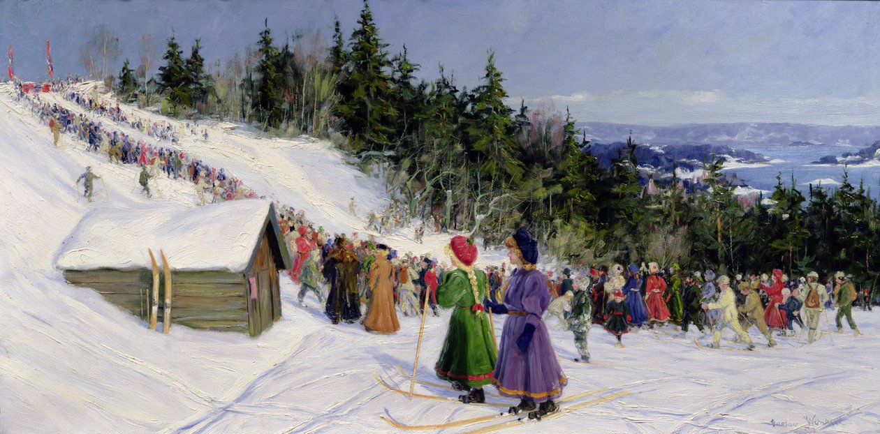 Competizione di sci a Fjelkenbakken da Gustav Wentzel