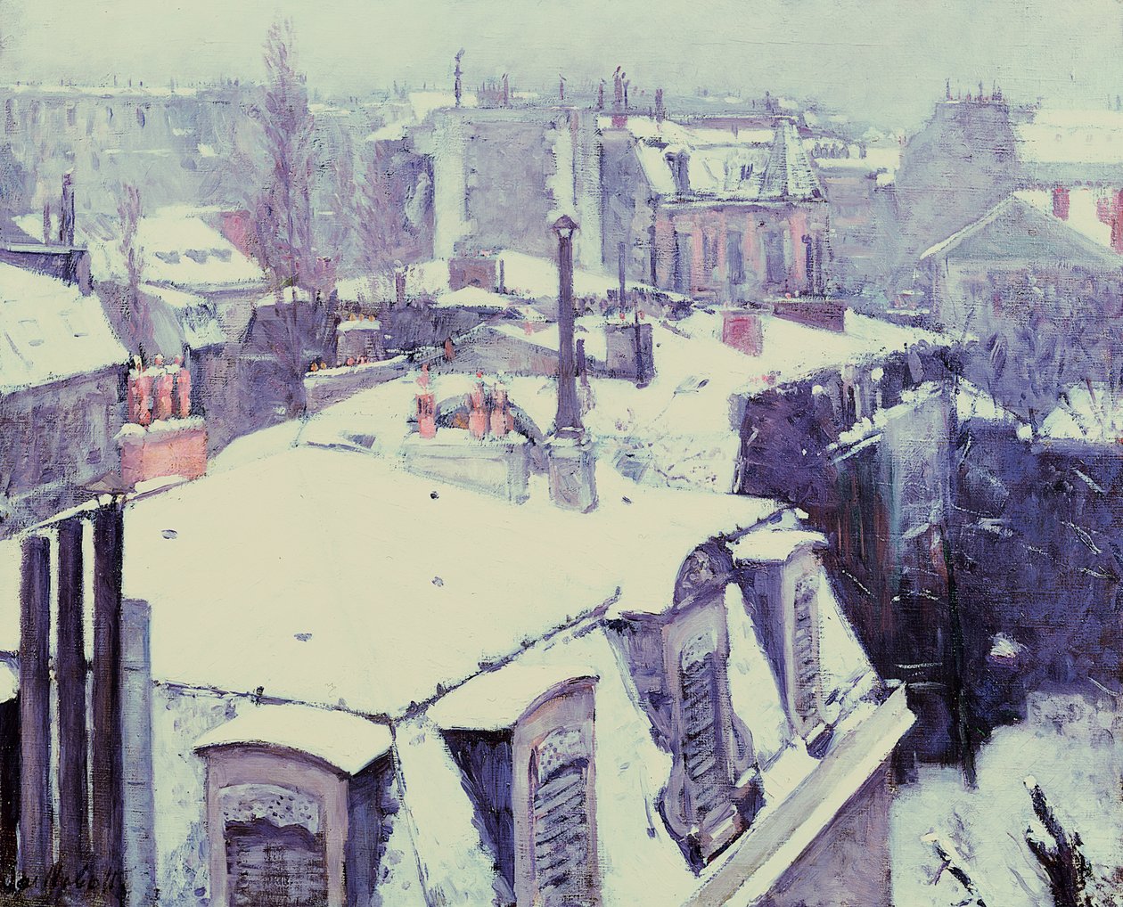 Veduta dei tetti (effetto neve) o Tetti sotto la neve, 1878 da Gustave Caillebotte