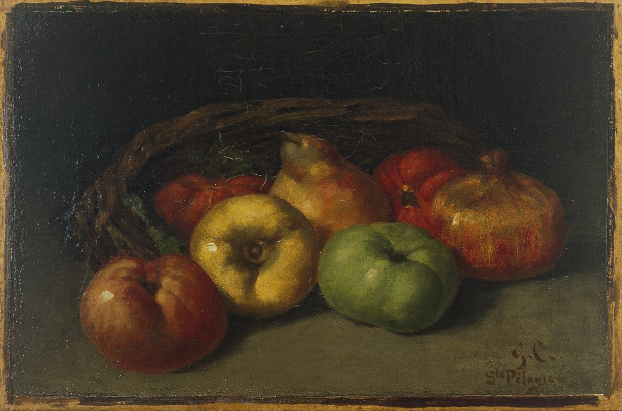 Natura morta con mele, pera e melograni da Gustave Courbet