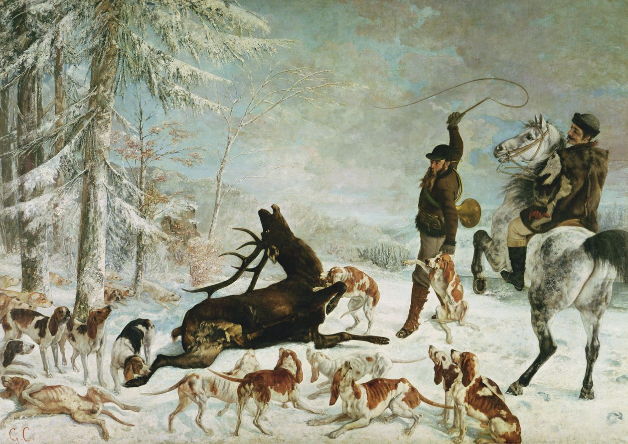 La morte del cervo, 1867 da Gustave Courbet