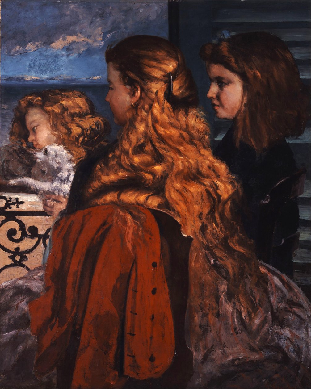 Tre giovani inglesi vicino a una finestra da Gustave Courbet