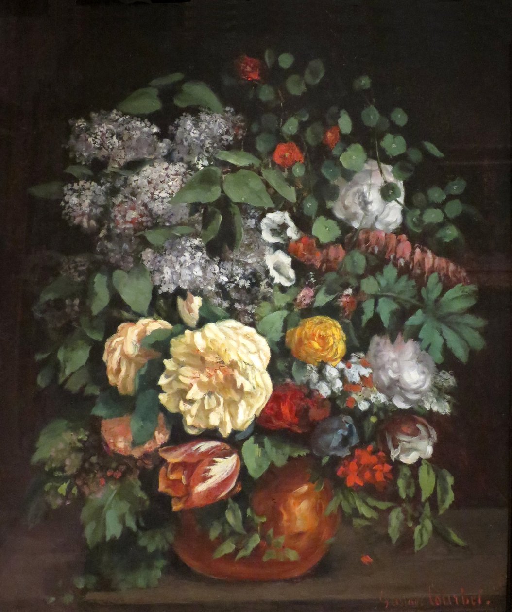 Vaso di lillà, rose e tulipani da Gustave Courbet