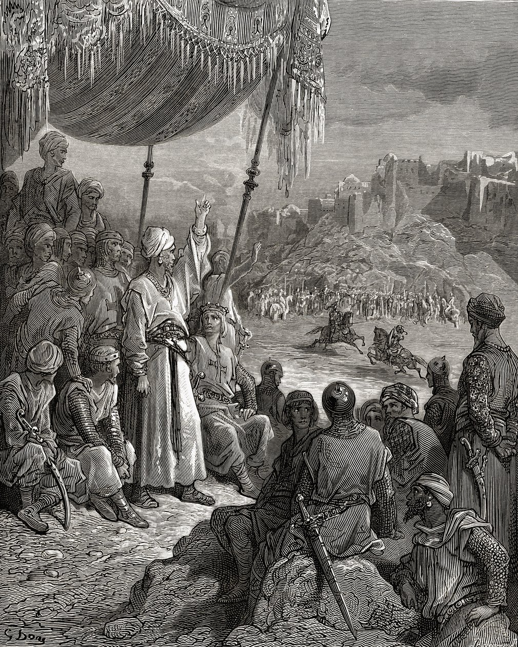 Un torneo amichevole durante la Terza Crociata nel 1189, illustrazione da 