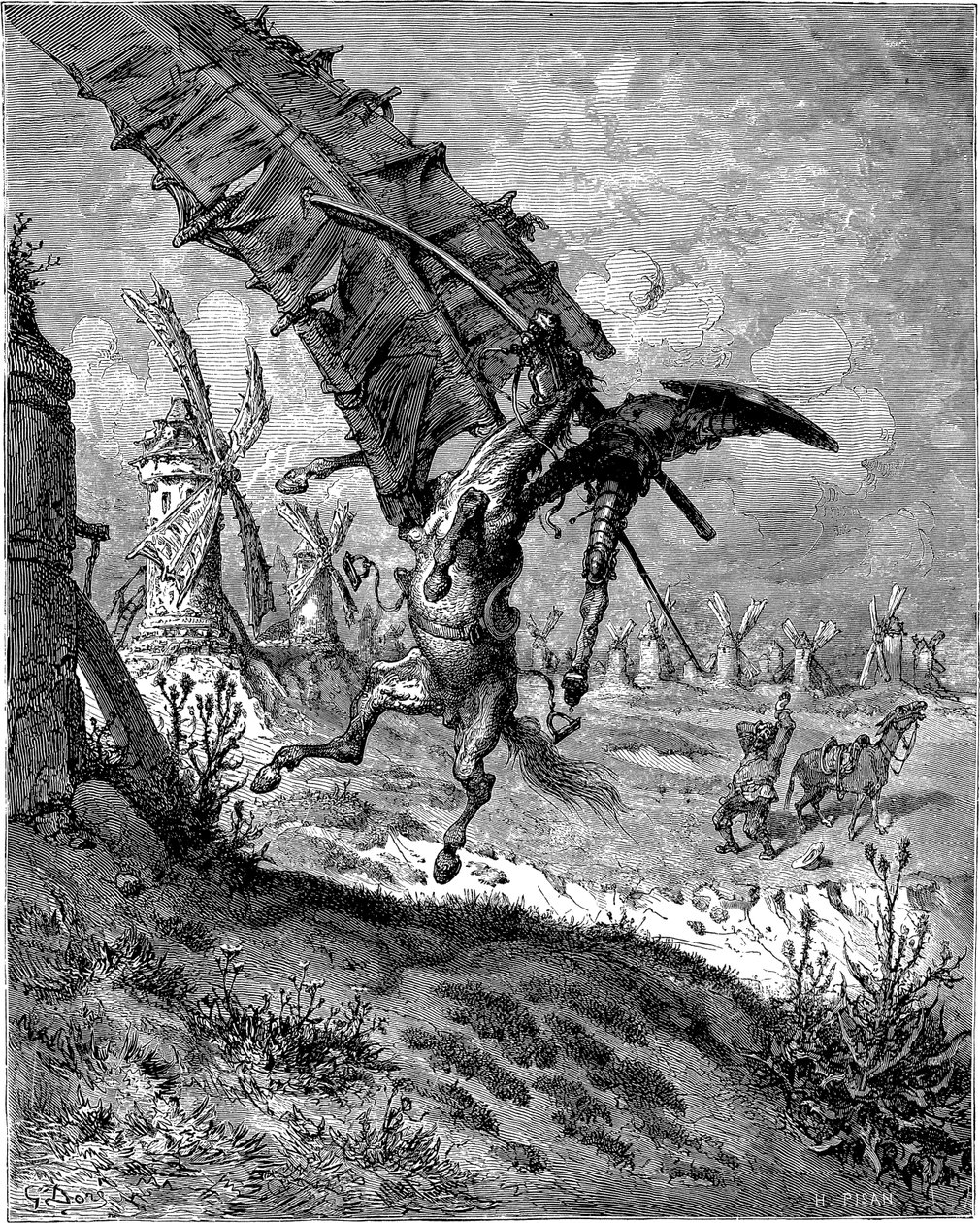 Avventura con i mulini a vento da Gustave Dore