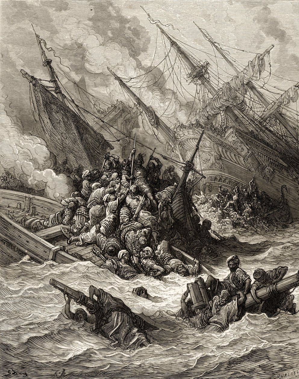 Battaglia di Lepanto nel 1571, illustrazione da 