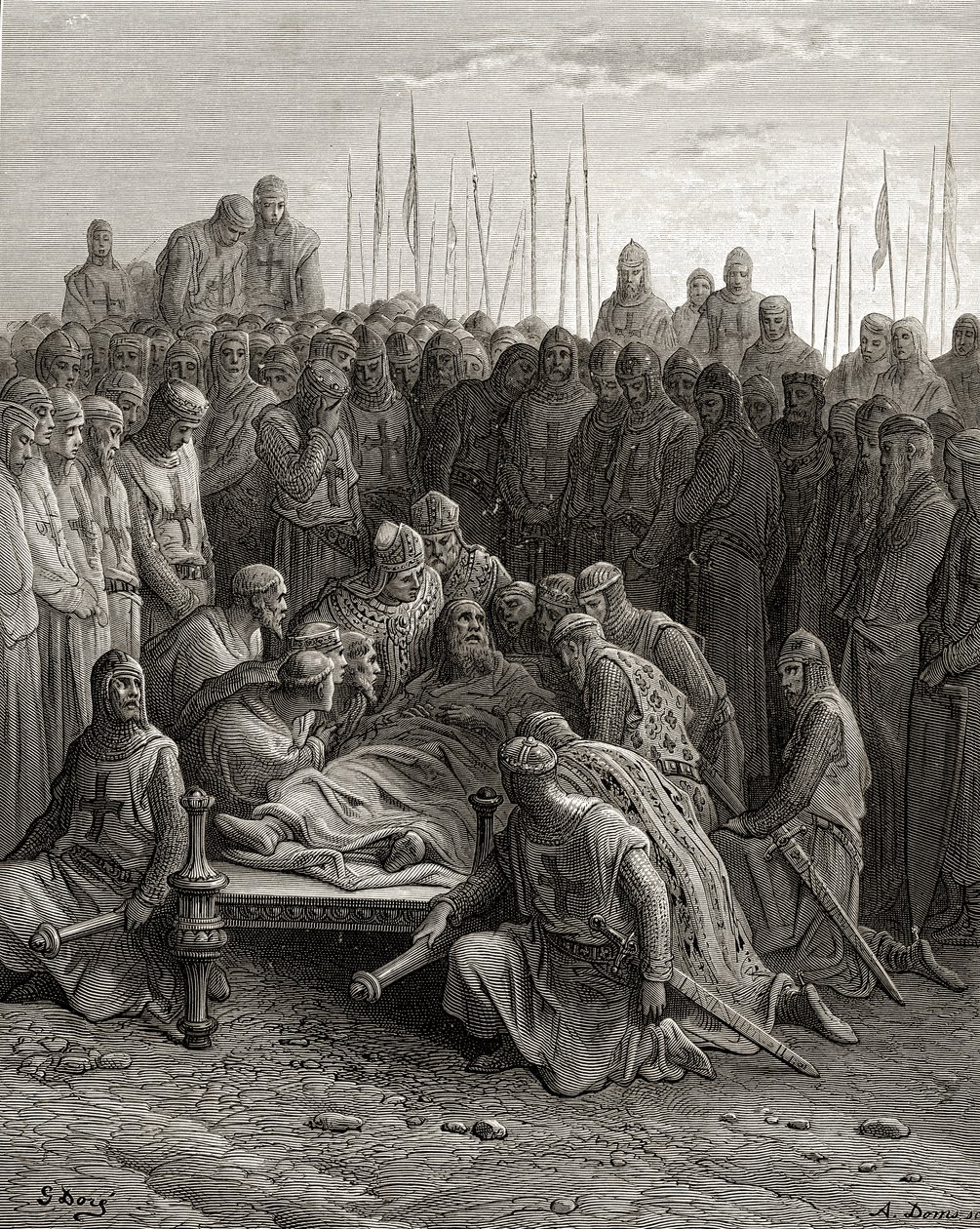 Morte di Baldovino I (1171-1205) il re latino di Gerusalemme, illustrazione da 