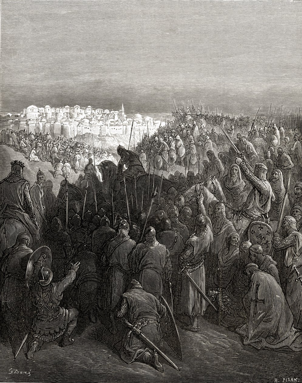 Entusiasmo dei crociati a Costantinopoli nel 1204, illustrazione da 
