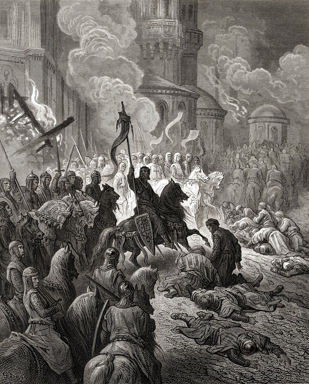 Ingresso dei crociati a Costantinopoli nel 1204, illustrazione da 
